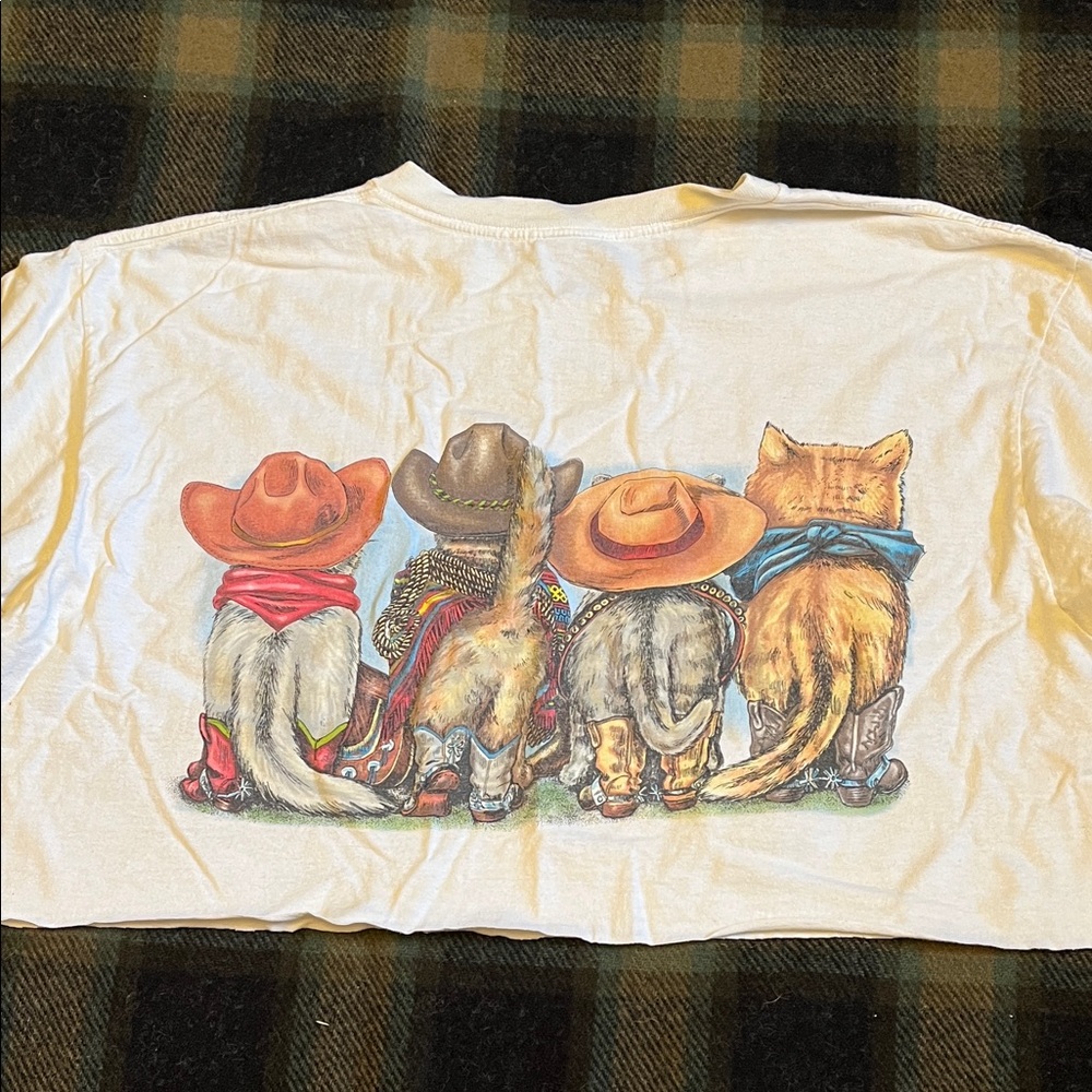Vintage Cowboy Cat Graphic T-Shirt - Picture 2 of 3